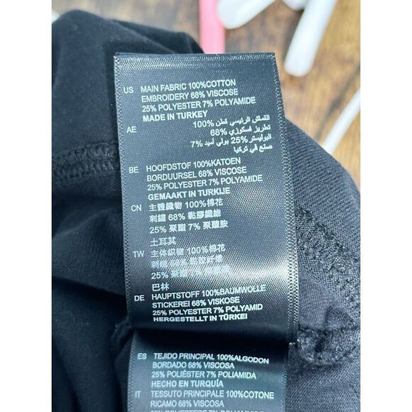 Sandro Paris Women's Asymmetric Peplum Floral Patch Embroidered Tee Black Size 4 - Picture 14 of 15